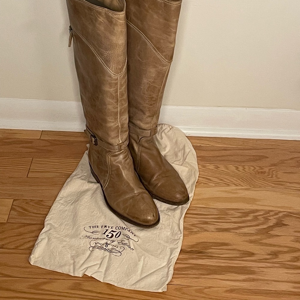 FRYE Tan Leather Over the Knee Boots